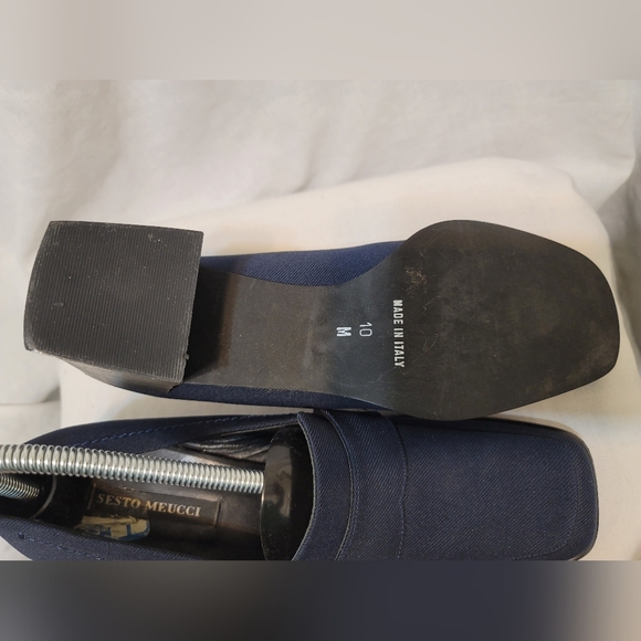 Vintage Sesto Meucci Block Heels Navy Sz 10 M - Picture 7 of 8
